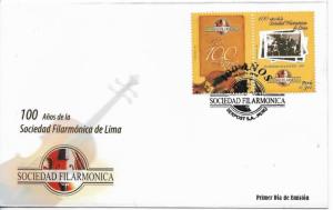 PERU FDC, 2008, 100 YEARS OF LIMA PHILHARMONIC SOCIETY, FIRST DAY COVER