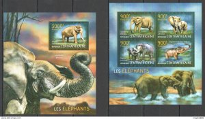 2013 Central Africa Fauna Wild Animals Les Elephants Kb+Bl ** Ca699