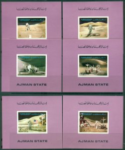 Ajman 1972 Mi#1267-1272 Apollo 15, Exploration of the Moon's Surface 6xDLMS MLH