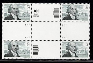 UNITED STATES SC# 3545 CROSS GUTTER BLK/4 VF/NH