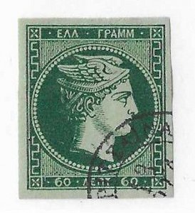 Greece Sc #50  60L  dark green on green  choice used VF