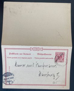 1901 German Marshall Islands Reply Stationery Postcard Cover To Hamburg Germany