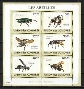 Comoro Is., 2009 issue. Flying Insects & Bees sheet of 6. ^