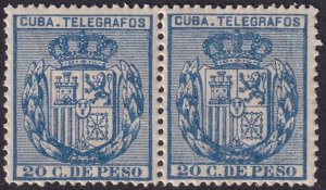 Cuba 1894 telégrafo Ed 79 telegraph pair MLH* very streaky gum
