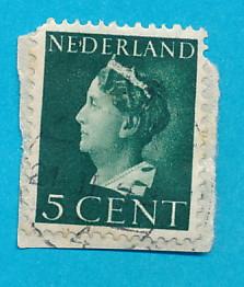 Netherlands 1940   Scott 216 used - 5c, Queen Wilhelmina 