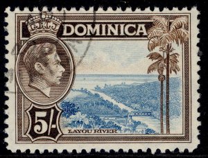 DOMINICA GVI SG108, 5s light blue & sepia, FINE USED. Cat £13.