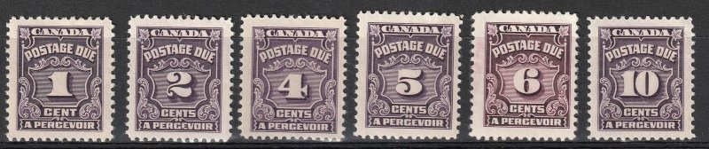 Canada Postage Due #J15-20 , no J16B Mint Hinged VF  (~1695)