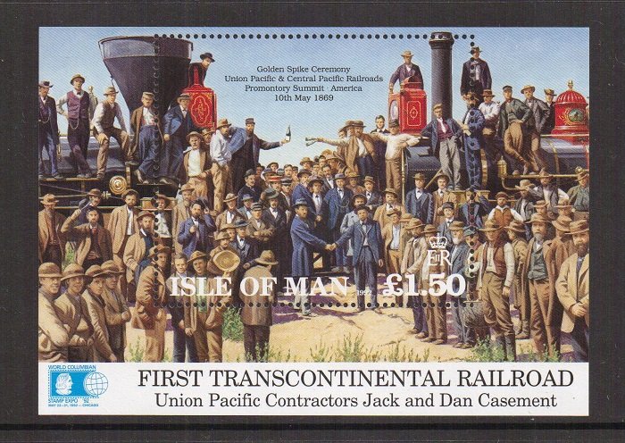 Isle of Man  #518  MNH 1992 sheet  railroad