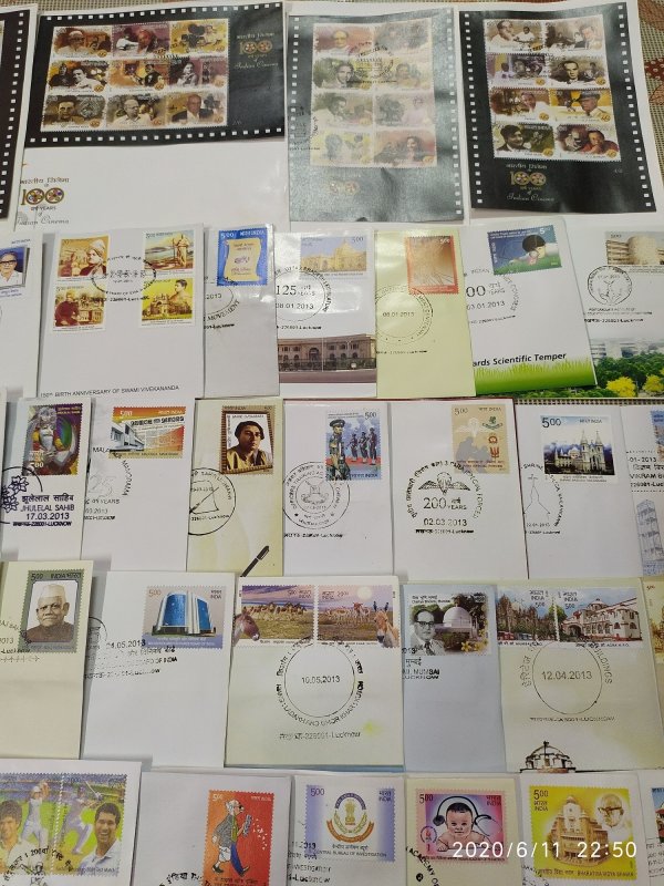 India 2013 Year Pack of 57 FDCs on Cinema Flowers Sikhism Dam Railway Cricket Wi