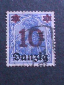 DANZIG-1920 SC#20 SURCHARGE 10PF ON 20PF MINT-101 YEARS OLD VERY FINE