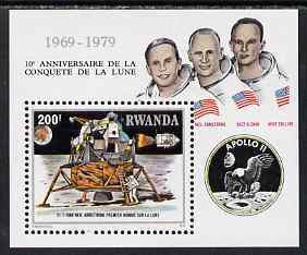 RWANDA - 1980 - Apollo 11 Moon Landing - Perf Min Sheet  - Mint Never Hinged