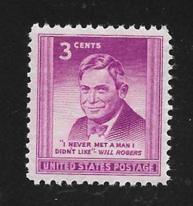 SC# 975 - (3c) - Will Rogers, MNH single