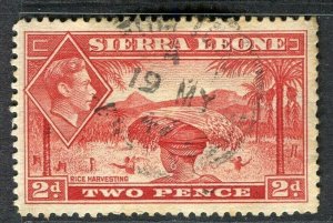 SIERRA LEONE; 1938 early GVI pictorial issue fine used 2d. value