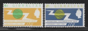 Gibraltar 167-8 1965 100th ITU set LH