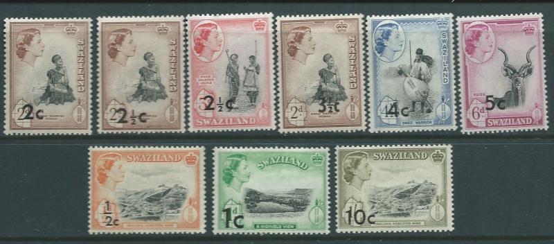 Swaziland #67-75 Queen Elizabeth  (MLH) CV$32.40