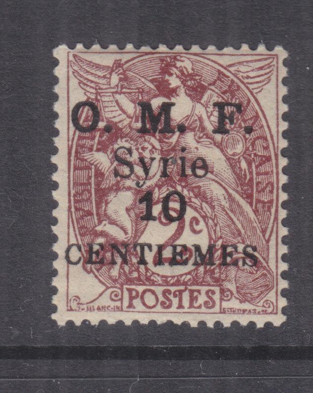 SYRIA, 1922 Centiemes, 10c. on 2c. Claret, lhm.