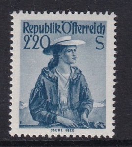 Austria    #547a  MNH   1958  costumes  2.20s   on white paper