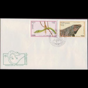 CAMBODIA 1988 - FDC - 907/09 Snakes and Iguana 80c-1.5r