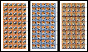 LIBERIA — SCOTT 3188-3190 — 2017 ANIMALS HIGH VALUE SHEETS — MNH — SCV $21,500