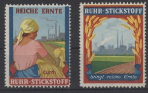 Germany Lot of 2 Advertising Stamps for Nitrogen Fertilizer from Ruhr - MNH OG