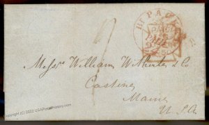 England Britain 1850 Castine Maine USA Transatlantic Stampless Cover 77681