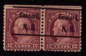 US Sc 512 Used Vert. Pair Concord N.H, Precancel F-VF