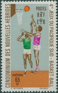 New Hebrides French 1971 SGF165 65c Basketball MNH