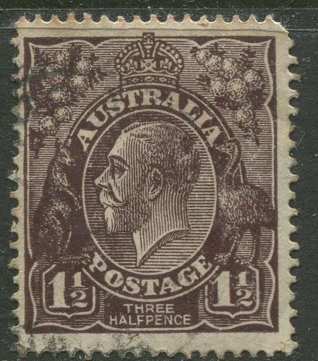 Australia - Scott 24b - KGV Head -1918 - FU - Wmk 9 - 1.1/2p Stamp