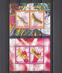 Benin, 2008 issue. Butterflies and Moths on 2 sheets of 2. ^