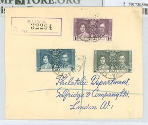 Fiji 114-16 1937 Royalty/King George VI; registered complete set