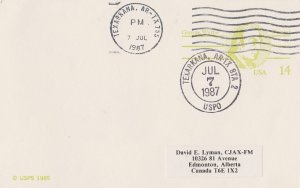 United States Arkansas Texarkana Sta. 2 1987 double ring  Postal Card to Can...