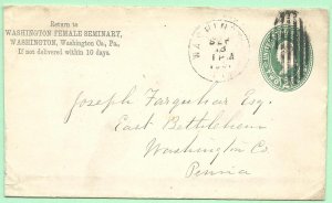 12/13/1893 cover Washington Female Seminary Sherrard Farguhar Ltr F.  Jenkins