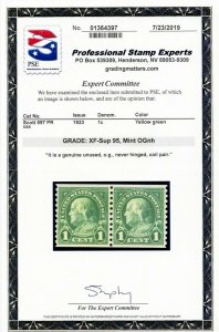 597, Mint NH XF/Superb GEM Pair PSE Graded 95 Certificate - Stuart Katz