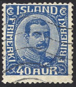 Iceland Sc# 124 Used 1920-1922 40a dk bl Christian X