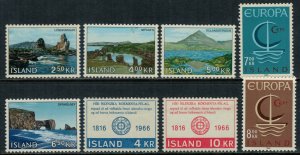 Iceland #380-7* NH  CV $8.30  (#380 LH)  1966 issues