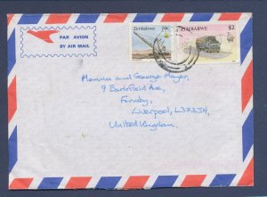 ZIMBABWE - Scott 631 & one other on airmail cover  to UK