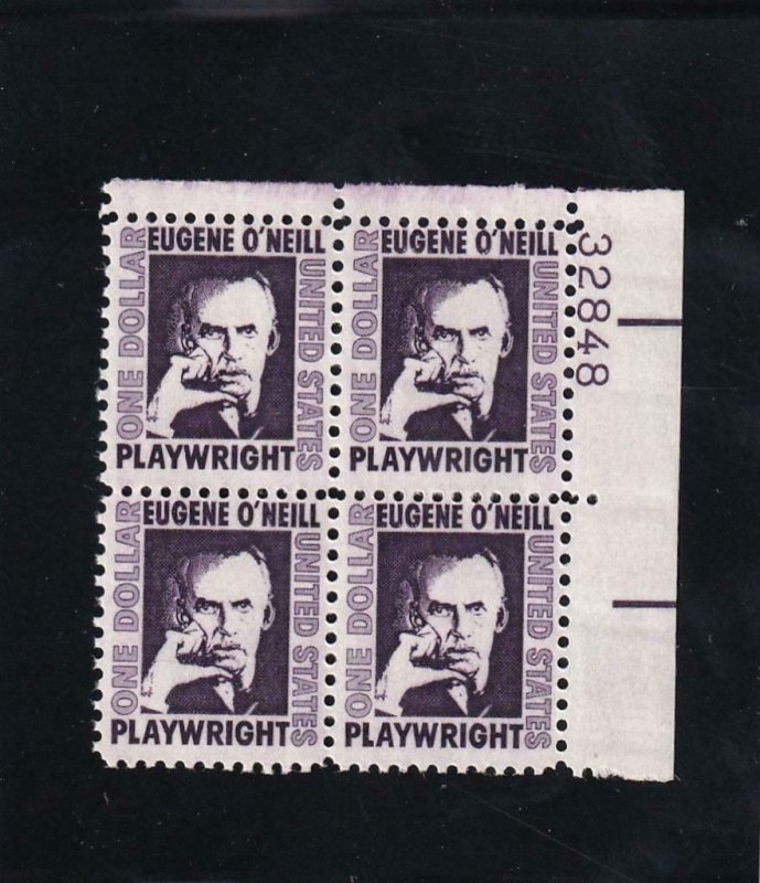 US: $1.00 Eugene O'Neill, Sc #1294, Plate Block/4, MNH (7246)