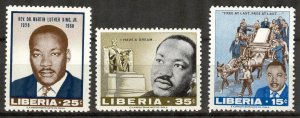 Liberia 1968 Martin Luther King Set of 3 MNH
