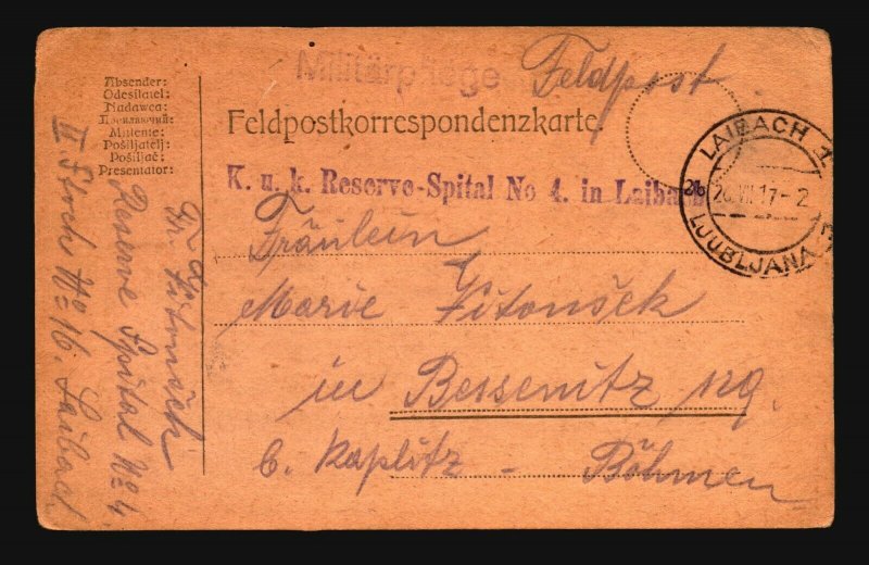 Austria 1917 Feldpost Card / Ljubljana CDS - Z16514