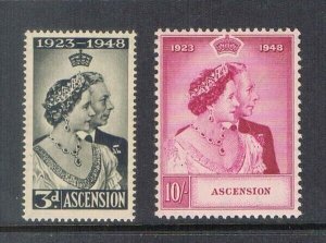 Ascension 1948 Sc 52-3 Silver Weeding set MNH