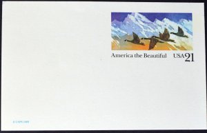 1989 US Sc #UX131 postal card, 21 cent, mint, sharp corners, excellent condition