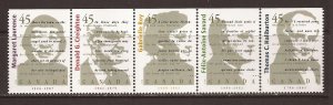 1996 Canada - Sc 1626ai - MNH VF - Strip of 5 - Canadian Authors - Never Folded