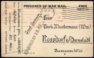 Germany 1942 WWII POW Afrika Korps Kriegsgefangen PW Ottawa Canada Cover 82564