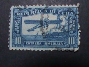 ​CUBA-AIRMAIL   6 VERY OLD CUBA AIRMAIL USED-STAMP-VF ALMOST 80 YEARS OD