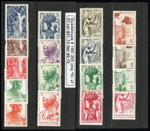 Guadeloupe Stamps # 189-205 MLH VF Scott Value $21.75