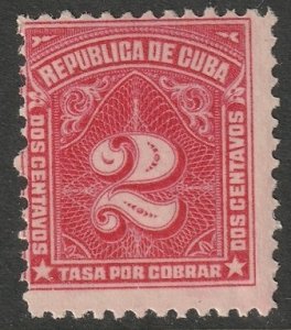 Cuba 1927 Sc J9 postage due MH* disturbed gum