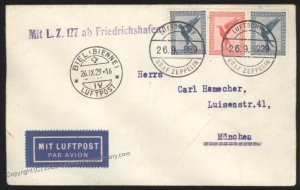 Germany 1929 Zeppelin Mi35 Bordpost Biel Switzerland Drop Cover 118 Flown 111988