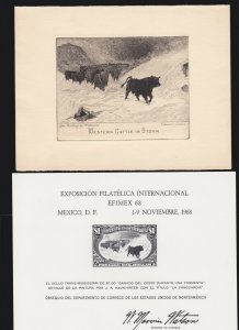 US Stamp Images Cattle in the Storm Drawing & Farming in the West RPC Postcard