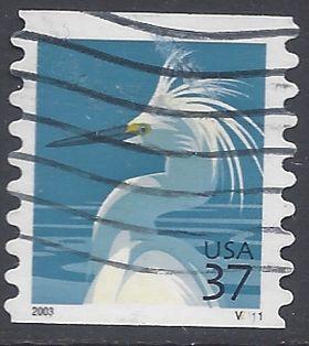 #3829 37c Snowy Egret PNC Single Plate #V2111 2003 Used