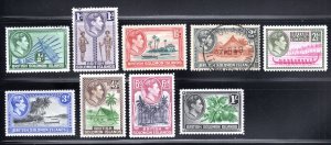 Solomon Islands 1939 Short Set of 9 Pictorials, Scott 67-75 MH & used